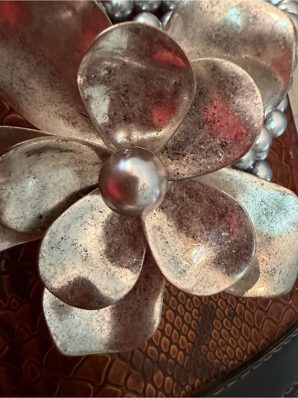 Silver Flower Statement Bracelet Accent
